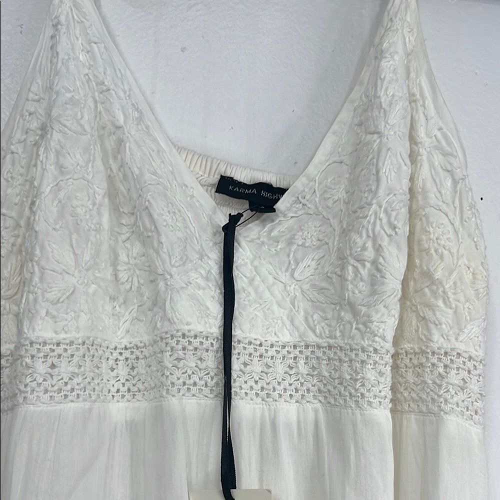 White Tiered Spaghetti Strap Maxi Sundress - Picture 5 of 5